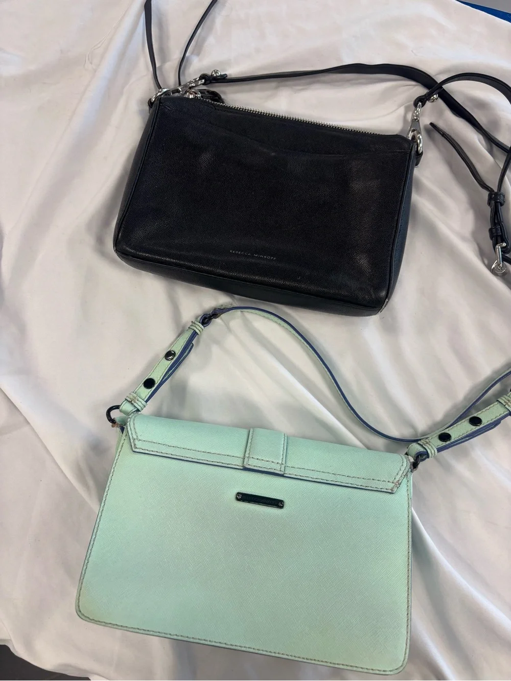 Kate Spade Grey Crossbody / Rebecca Minkoff Black and Mint Crossbody Handbags